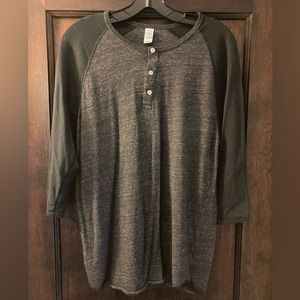 Alternative Apparel Men's 3/4 Sleeve Raglan Tee Black/Heather grey Size L